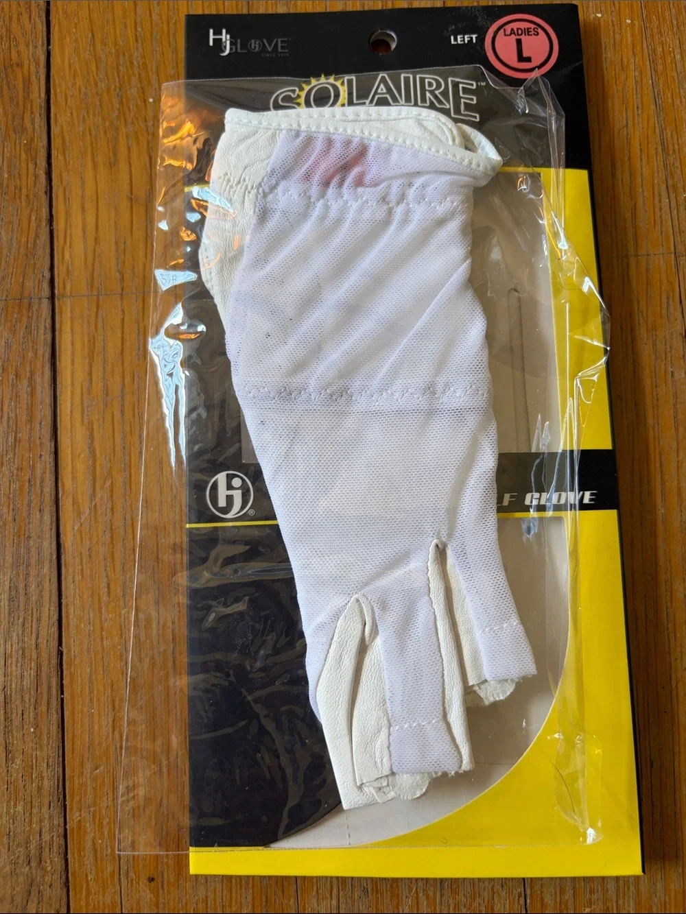 Solaire White Ladies Half Mesh & Leather Golf Glove - Left